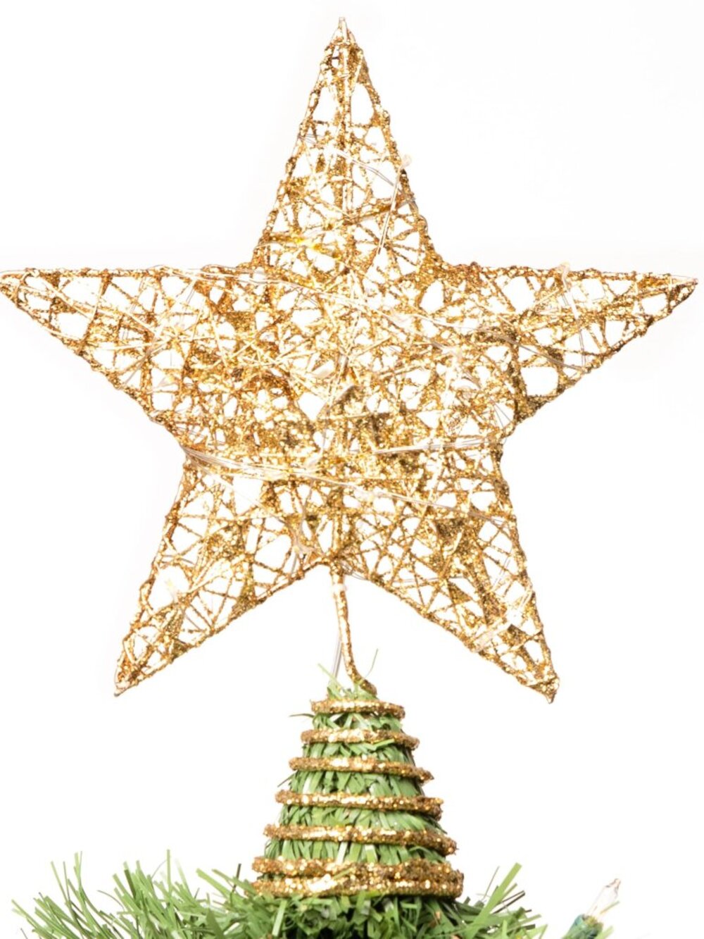Joiedomi 8 inch Christmas Gold Glitter Star Tree Topper